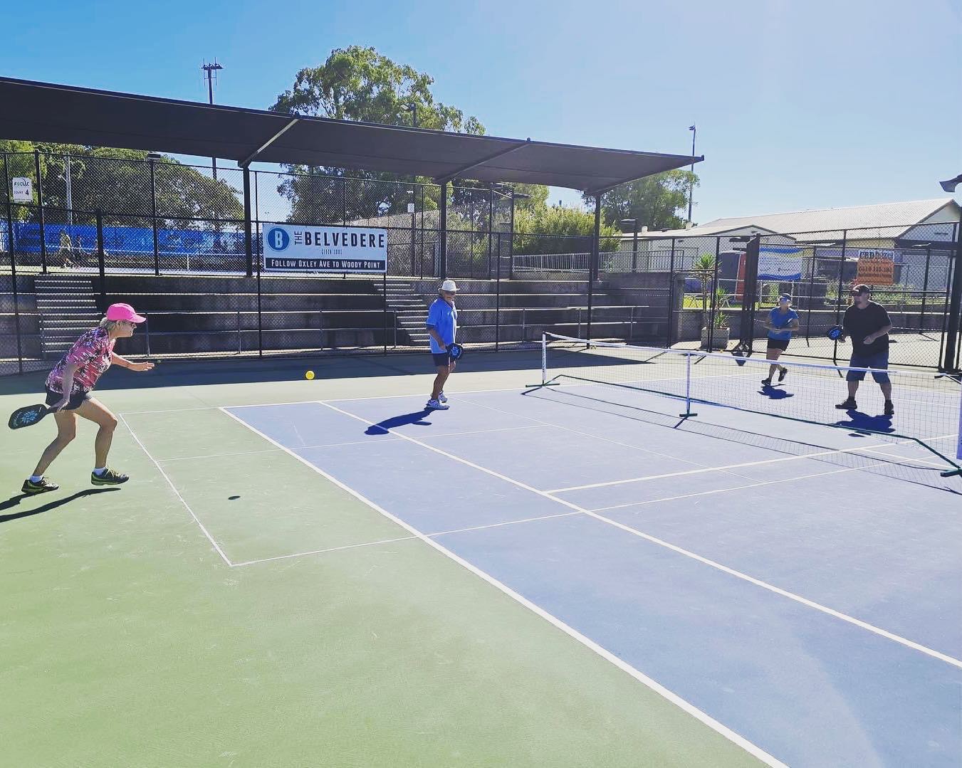Focus Tennis Academy Pickleball players on tennis court at Redcliffe Tennis Centre