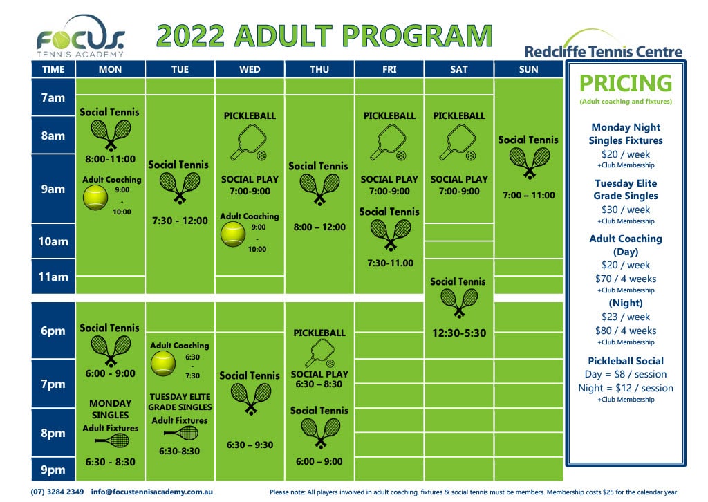 2022 Focus Tennis Academy Adult Program